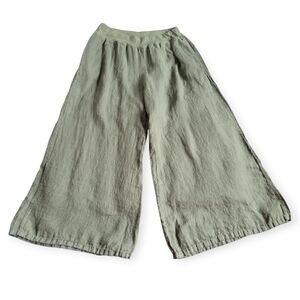 Tristan Made in Italy Wide-Leg Linen Pants Sage Green XL
